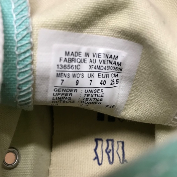 Y2K Converse Chuck Taylor All Star Mint Green High Tops Women's 9 - Picture 9 of 11